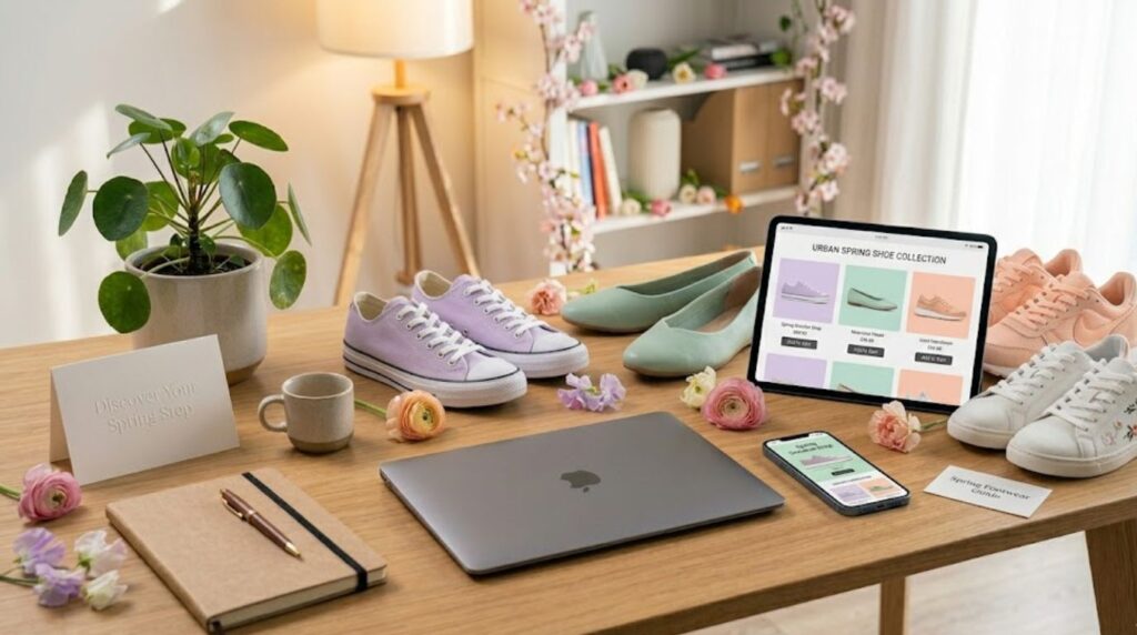 BestShoesEverShop spring catalog featuring trendy sneakers and stylish seasonal footwear for online shoppers